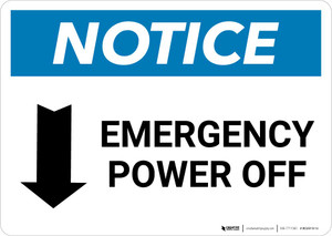 Notice: Emergency Power Off with Down Arrow Landscape
